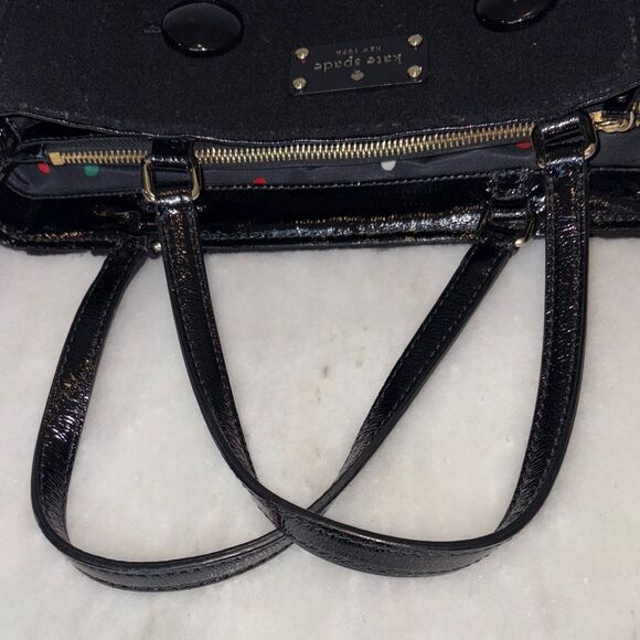 Kate Spade Purse Handbag Quinn Beantown Wool Button Satchel Pocketbook - Picture 15 of 16